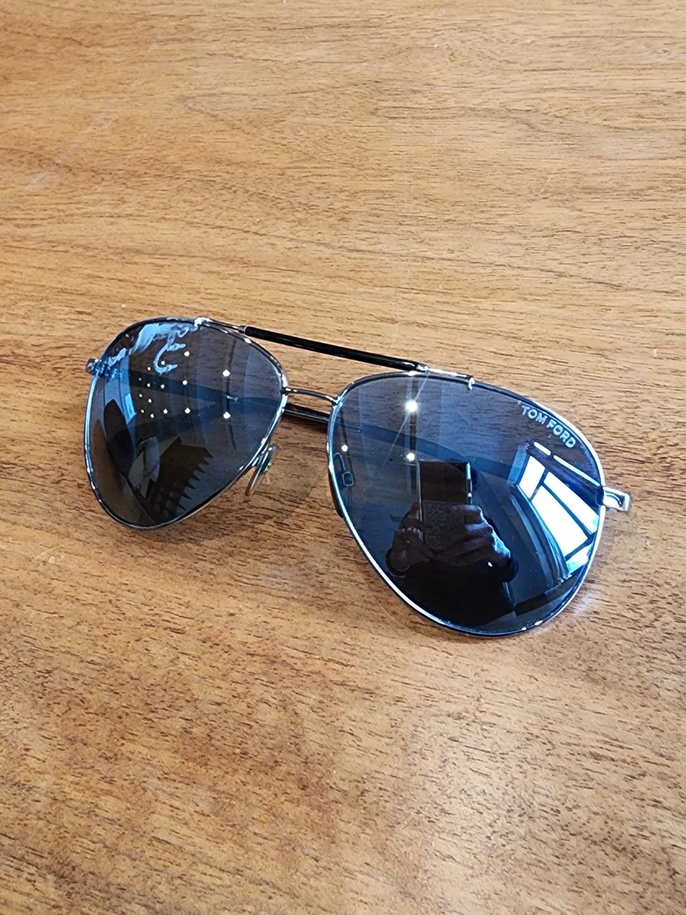 Tom Ford Silver Aviator Sunglasses with Reflective Mirrored Lenses